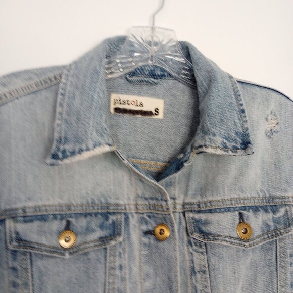 Pistola Light Wash Distressed Denim Jacket - Picture 3 of 10